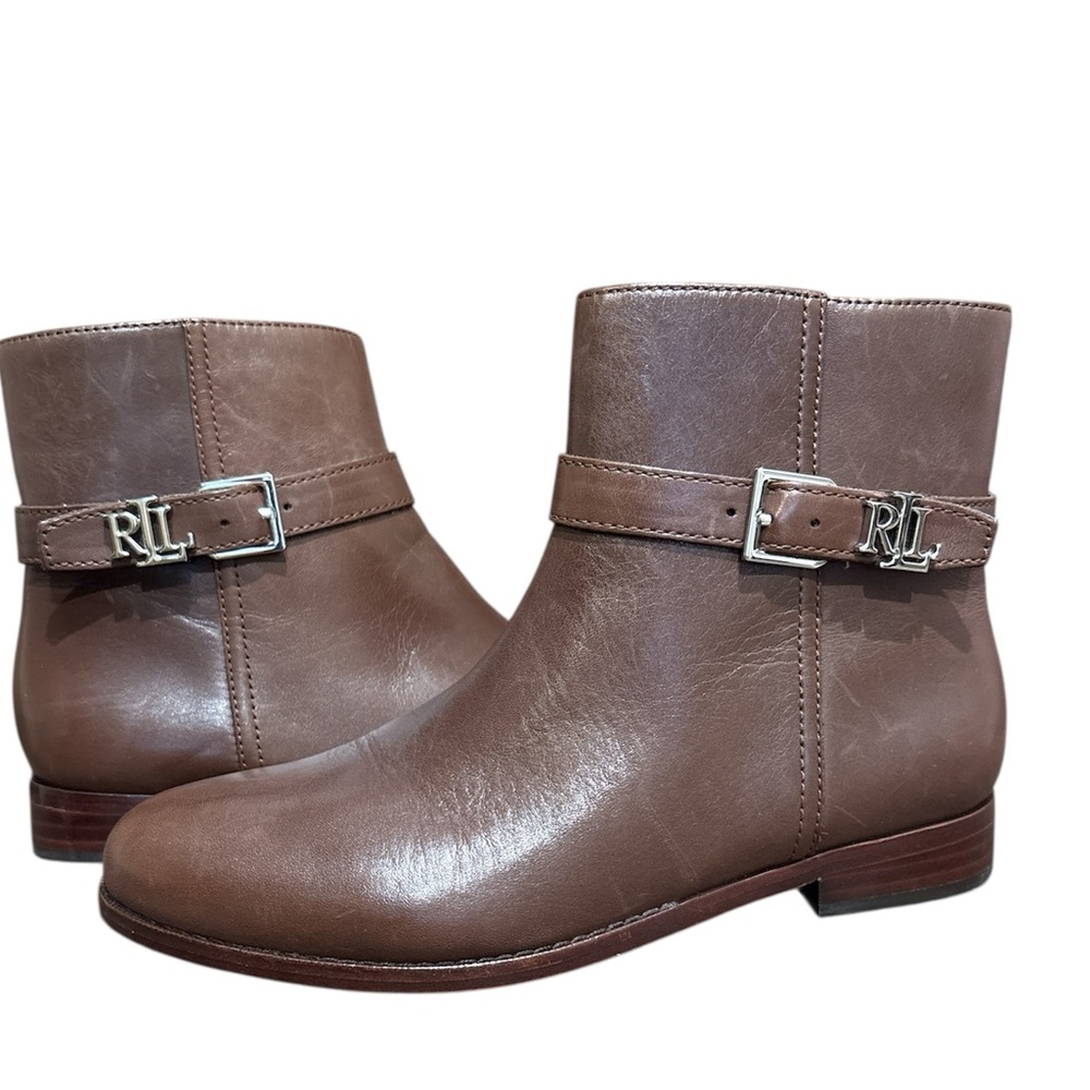 Lauren Ralph Lauren Tan Leather Ankle Booties